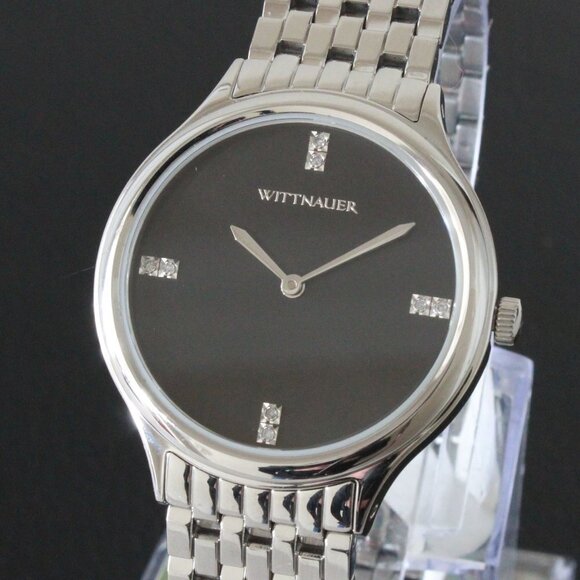 Wittnauer Ladies Quartz Watch 8 Hand Set Diamonds Minimalist Dial 34mm - Picture 1 of 12